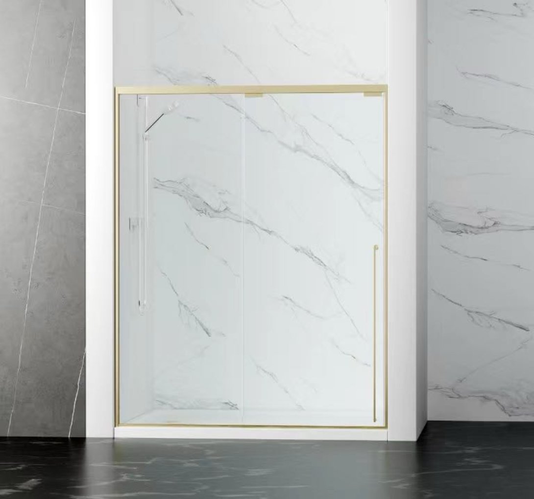 54" Karina Series Minimalist Shower Door with a Single Sliding Door (Brushed Gold) shower door - Shop at Home Craft Studio - 1