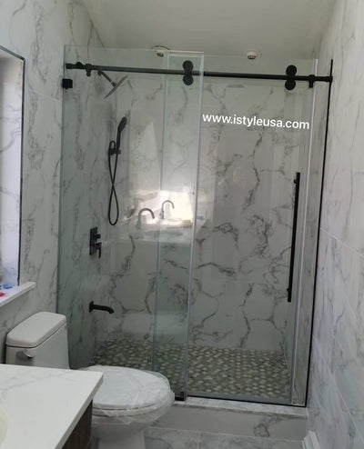 54"w x 76"h BH Series Frameless Single Sliding Shower Door (Matte Black) shower door - Shop at Home Craft Studio - 8