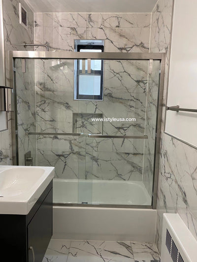 60" AC23Pro 66"H Shatterproof Series Bypass Tub Door with Klearteck Treatment (3/8" Thickness) (Chrome)  - Shop at Home Craft Studio - 3