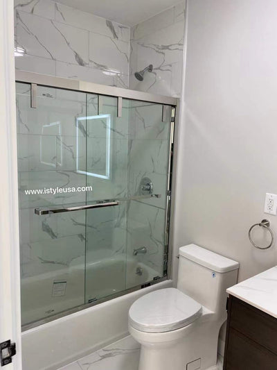 60" AC23Pro 66"H Shatterproof Series Bypass Tub Door with Klearteck Treatment (3/8" Thickness) (Matte Black)  - Shop at Home Craft Studio - 2