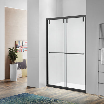 60" AC23Pro 80"H Shatterproof Series Bypass Shower Door with Klearteck Treatment (3/8" Thickness) (Matte Black) shower door - Shop at Home Craft Studio - 1