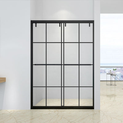 60" AC88 Alex Bypass Series Jet Glaze Shower Door with Klearteck Treatment (3/8" Thickness) (Matte Black) shower door - Shop at Home Craft Studio - 1