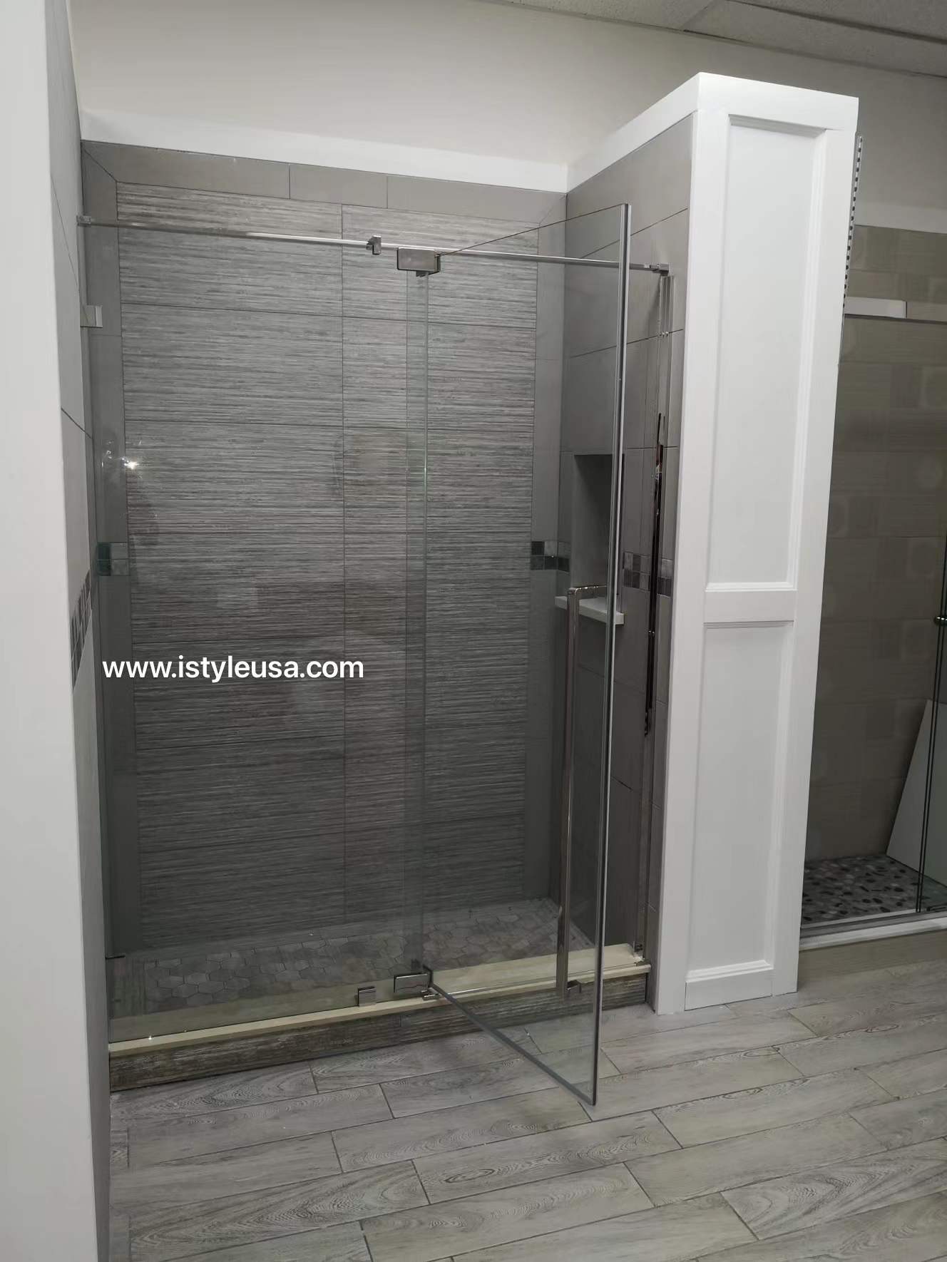 60" AH01 Series Frameless Swing Shower Door with Klearteck Treatment (Fixed 3/8" & Swing 5/16" Thickness)(Chrome) shower door - Shop at Home Craft Studio - 5