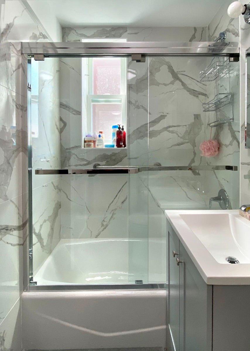 60" ASD Series Bypass Tub Door with Klearteck Treatment (5/16" Thickness) (Silver ) shower door - Shop at Home Craft Studio - 1