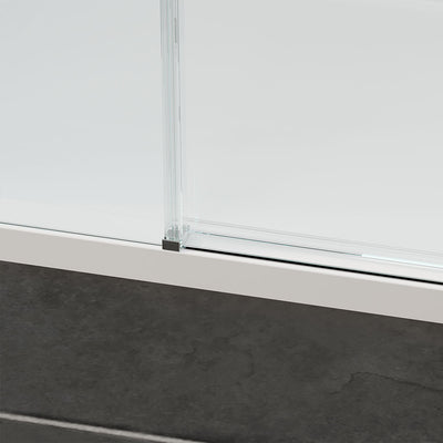 60" Amber Series Frameless Sliding Shower Door with Klearteck Treatment (3/8" Fixed + 5/16" Sliding ) (Chrome) shower door - Shop at Home Craft Studio - 3