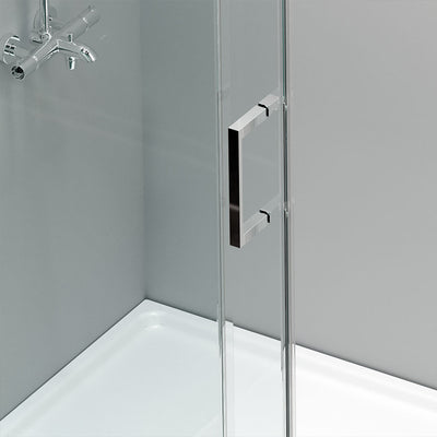 60" Amber Series Tub Door Frameless Sliding with Klearteck Treatment (3/8" Fixed + 5/16" Sliding )  (Brushed Nickel) shower door - Shop at Home Craft Studio - 4