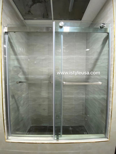 60" Ayden Series Tub Door Frameless Bypass with Klearteck Treatment (3/8" Thickness) (Brushed Nickel) shower door - Shop at Home Craft Studio - 4