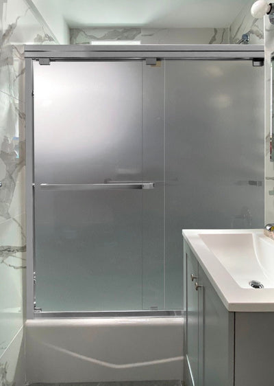 60" Frosted ASD Series Bypass Tub Door (5/16" Thickness) (Chrome) Privacy shower door - Shop at Home Craft Studio - 1