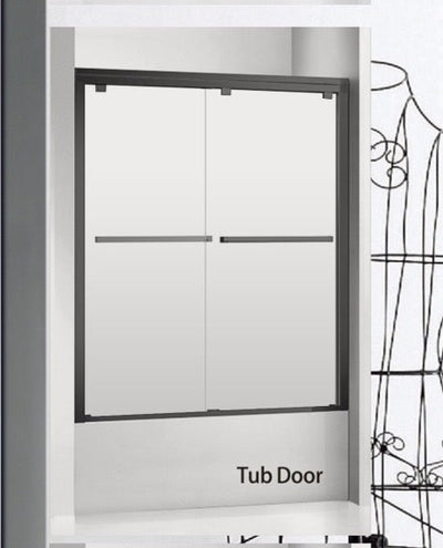 60" Frosted ASD Series Bypass Tub Door (5/16" Thickness) (Matte Black) Privacy shower door - Shop at Home Craft Studio - 2