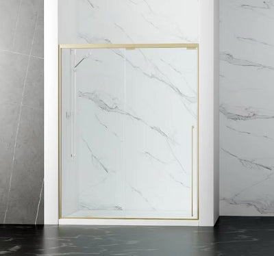 60" Karina Series Minimalist Shower Door with a Single Sliding Door (Brushed Gold) shower door - Shop at Home Craft Studio - 1