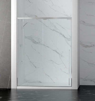 60" Karina Series Minimalist Shower Door with a Single Sliding Door (Brushed Nickel) shower door - Shop at Home Craft Studio - 1