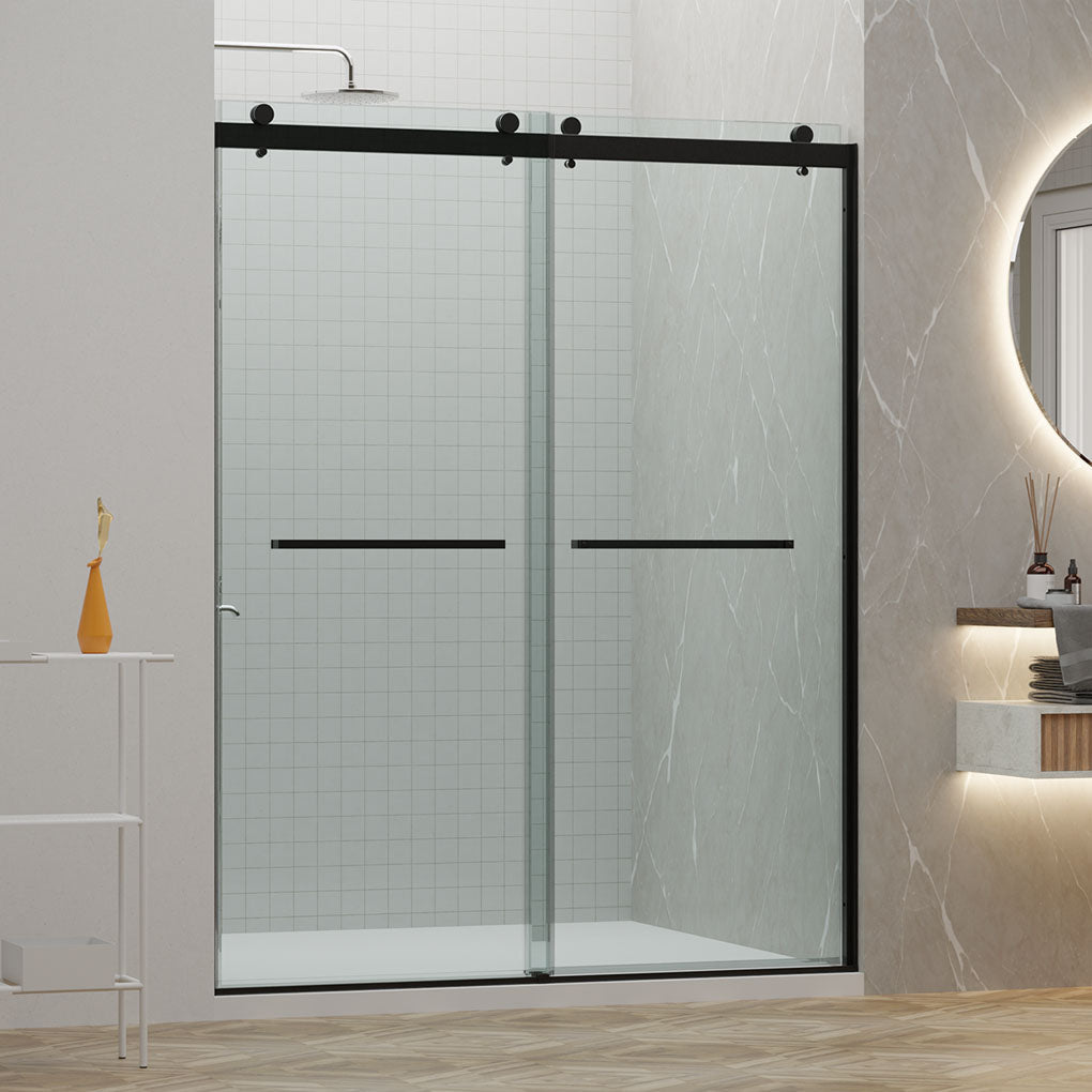 60" Linda Series Frameless Bypass Shower Door with Klearteck Treatment (5/16" Thickness) (Matte Black) shower door - Shop at Home Craft Studio - 1