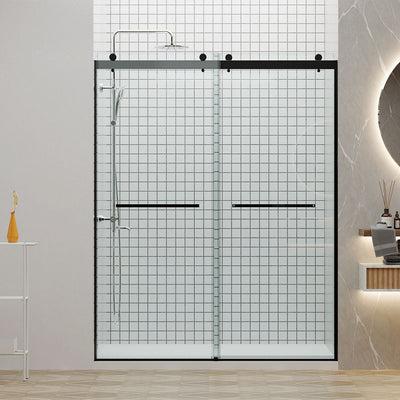 60" Linda Series Frameless Bypass Shower Door with Klearteck Treatment (5/16" Thickness) (Matte Black) shower door - Shop at Home Craft Studio - 2