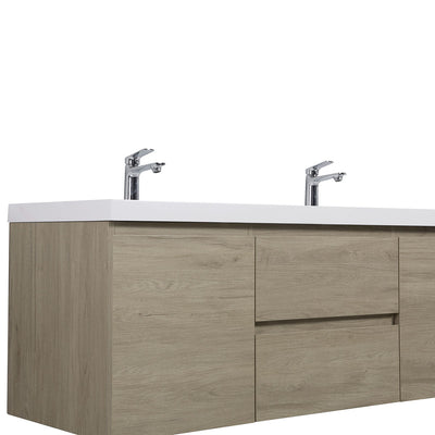 60" V9005 Angela Wall Hung Vanity & Acrylic Basin Double Sinks (E.Oak)  - Shop at Home Craft Studio - 6