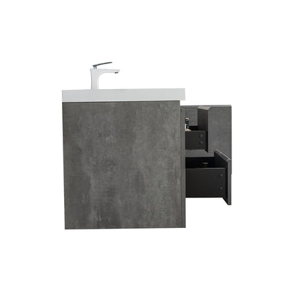 60" V9005 Angela Wall Hung Vanity & Acrylic Double Basins (Cement Grey）  - Shop at Home Craft Studio - 2