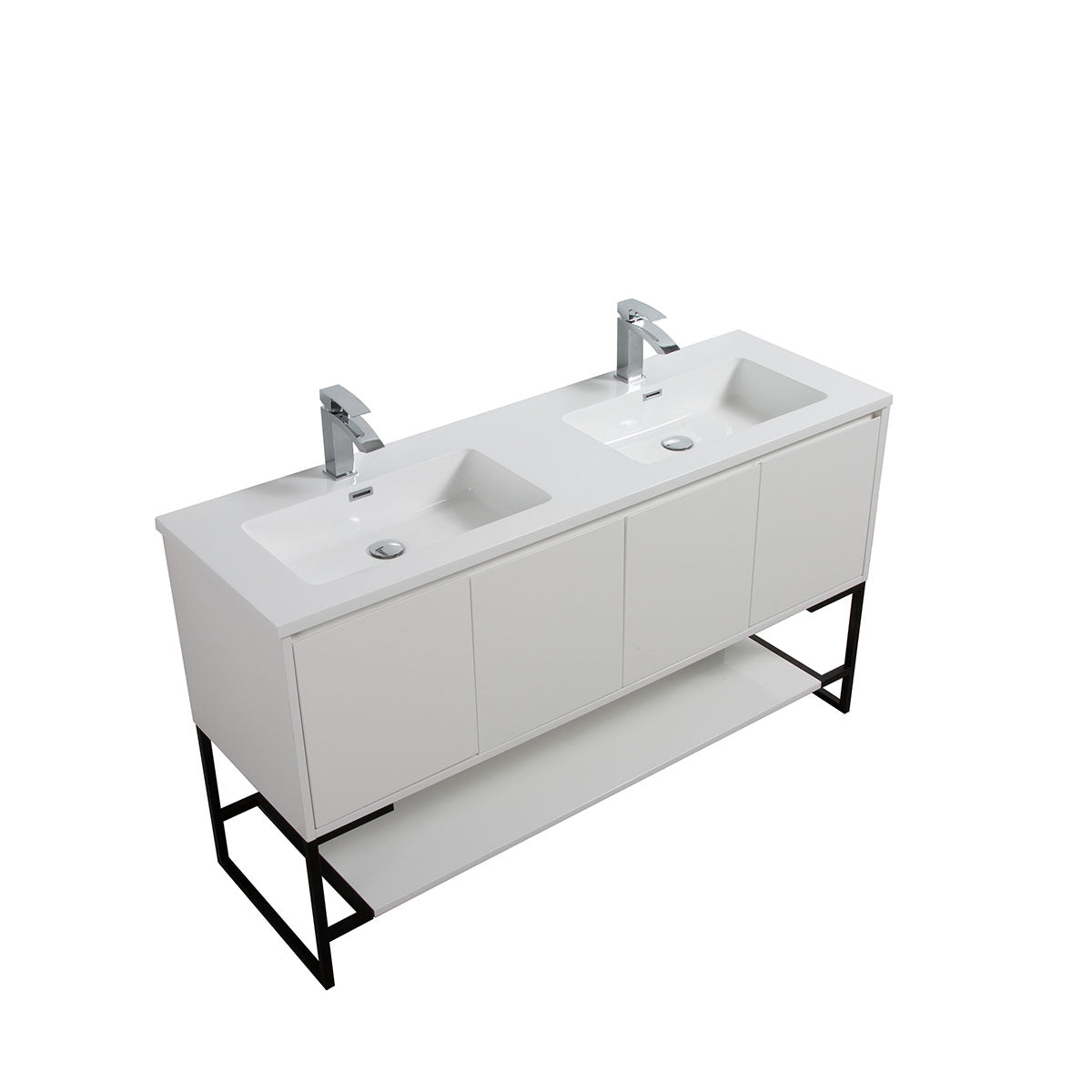 60" V9006 Allen & Double Acrylic Basins (Glossy White)  - Shop at Home Craft Studio - 2