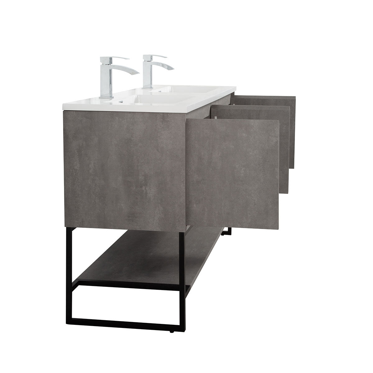 60" V9006 Allen Vanity & Double Acrylic Basins (Cement Grey)  - Shop at Home Craft Studio - 3