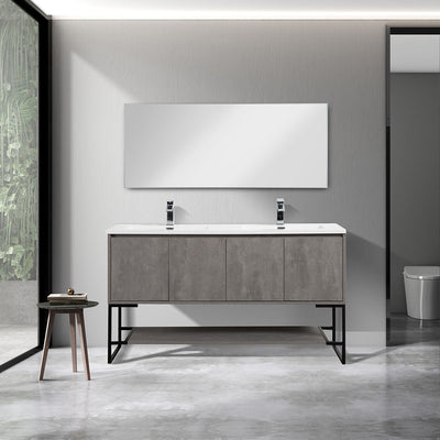 60" V9006 Allen Vanity & Double Acrylic Basins (Cement Grey)  - Shop at Home Craft Studio - 5
