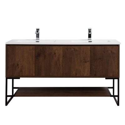 60" V9006 Allen Vanity & Double Acrylic Basins (Rose Wood)  - Shop at Home Craft Studio - 3