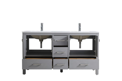 60" V9008 Vanity & Countertop Quartz Double Basins (Matte Grey)  - Shop at Home Craft Studio - 3