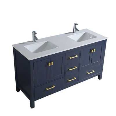 60" V9008 Vanity & Countertop Quartz Double Basins (Royal Blue)  - Shop at Home Craft Studio - 2