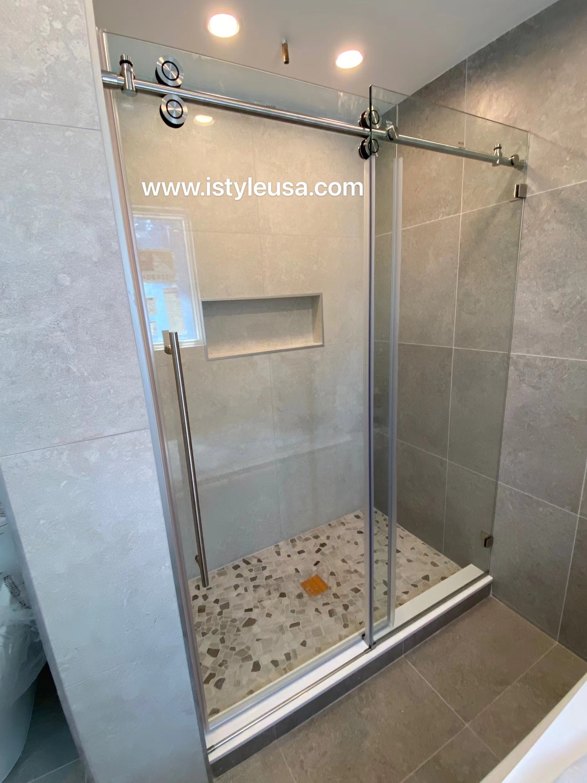60"w x 76"h BH Series Frameless Single Sliding Shower Door (Brushed Nickel)  - Shop at Home Craft Studio - 3