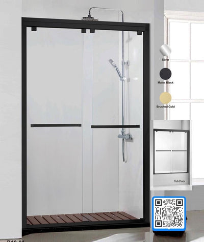 72" ASD Series Bypass Standing Shower Door with Klearteck Treatment (5/16" Thickness) (Matte Black) shower door - Shop at Home Craft Studio - 1