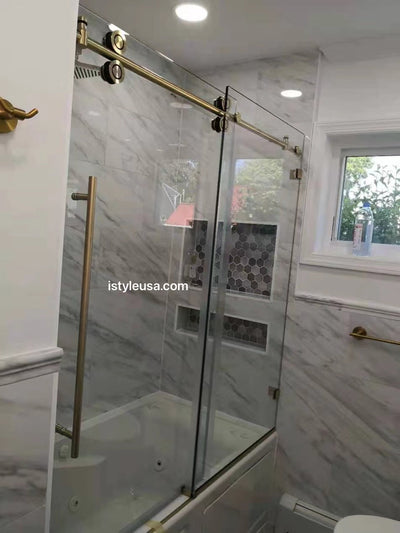 72" BH Series Frameless Single Sliding Shower Door (Brushed Gold)  - Shop at Home Craft Studio - 6