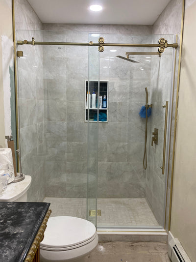 72" BH Series Frameless Single Sliding Shower Door (Brushed Gold)  - Shop at Home Craft Studio - 7