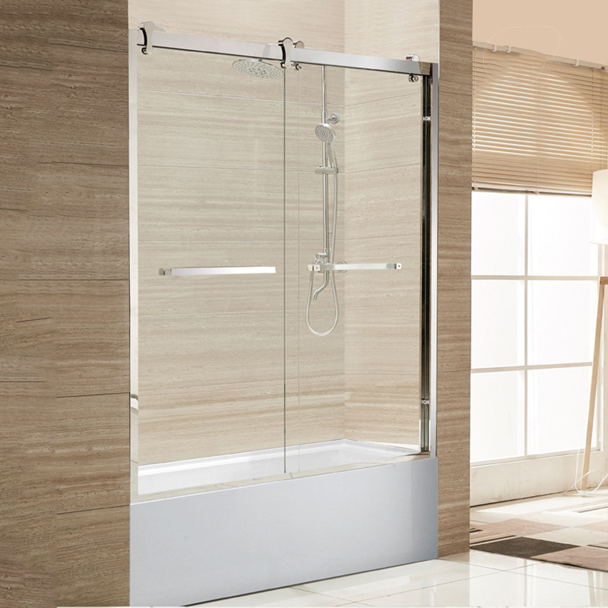 72" GBY22 Owen Bypass Series Tub Door with Klearteck Treatment (3/8" Thickness) (Chrome) shower door - Shop at Home Craft Studio - 1