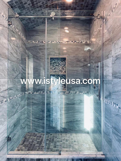 BR01 Joseph Frameless Single Sliding Shower Door with Klearteck Treatment (3/8" Thickness) (Brushed Nickel) shower door - Shop at Home Craft Studio - 3