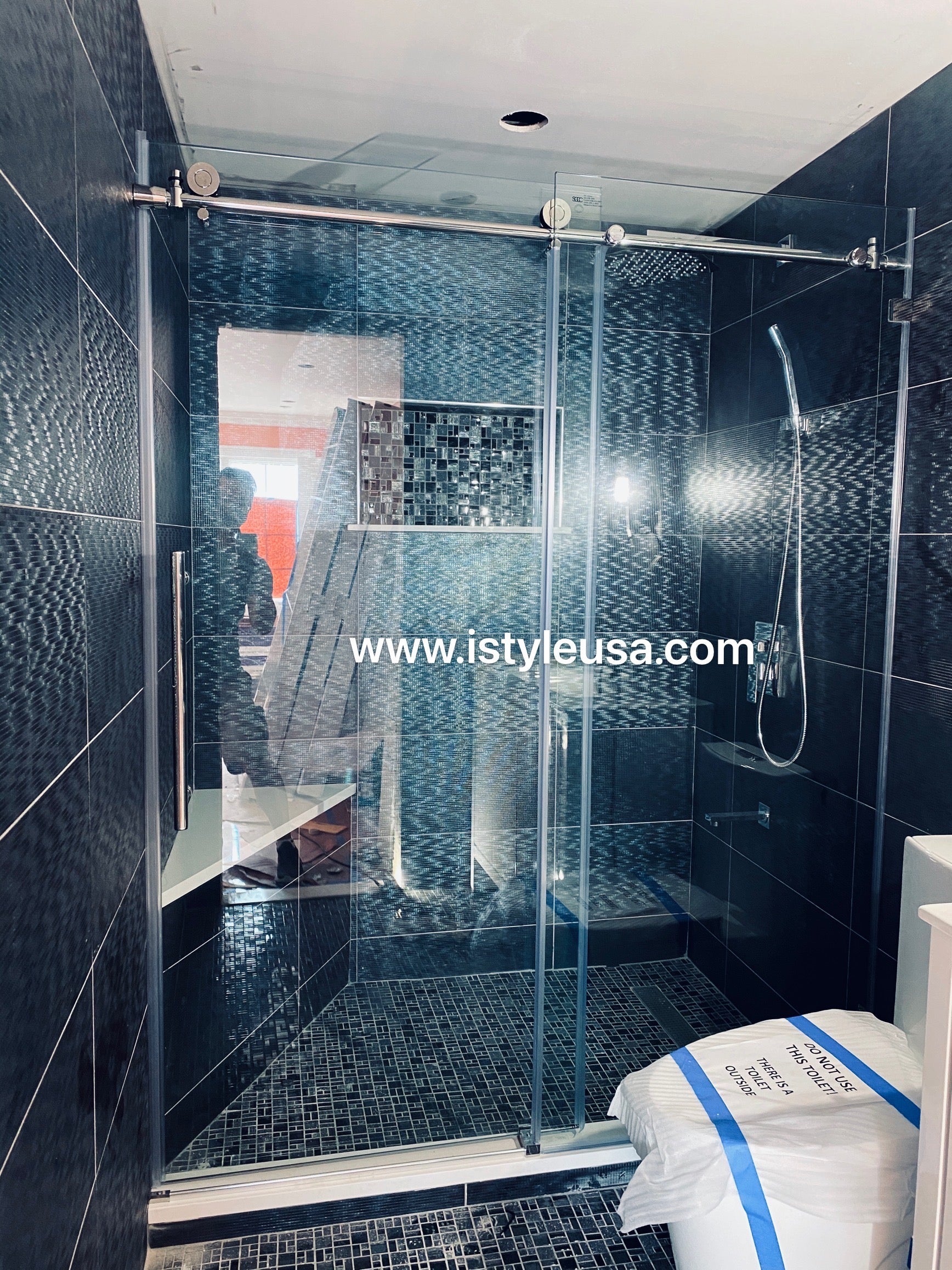 BR01 Joseph Frameless Single Sliding Shower Door with Klearteck Treatment (3/8" Thickness) (Brushed Nickel) shower door - Shop at Home Craft Studio - 4