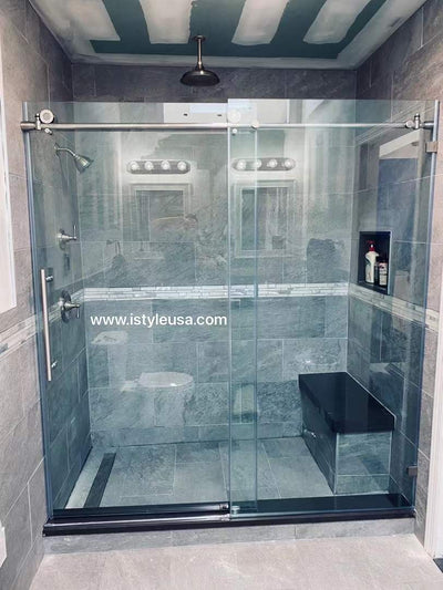 BR01 Joseph Frameless Single Sliding Shower Door with Klearteck Treatment (3/8" Thickness) (Chrome)  - Shop at Home Craft Studio - 4