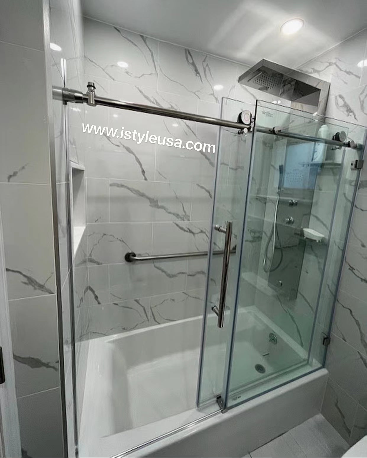 BR01 Joseph Frameless Single Sliding Tub Door with Klearteck Treatment (3/8" Thickness) (Brushed Nickel)  - Shop at Home Craft Studio - 2
