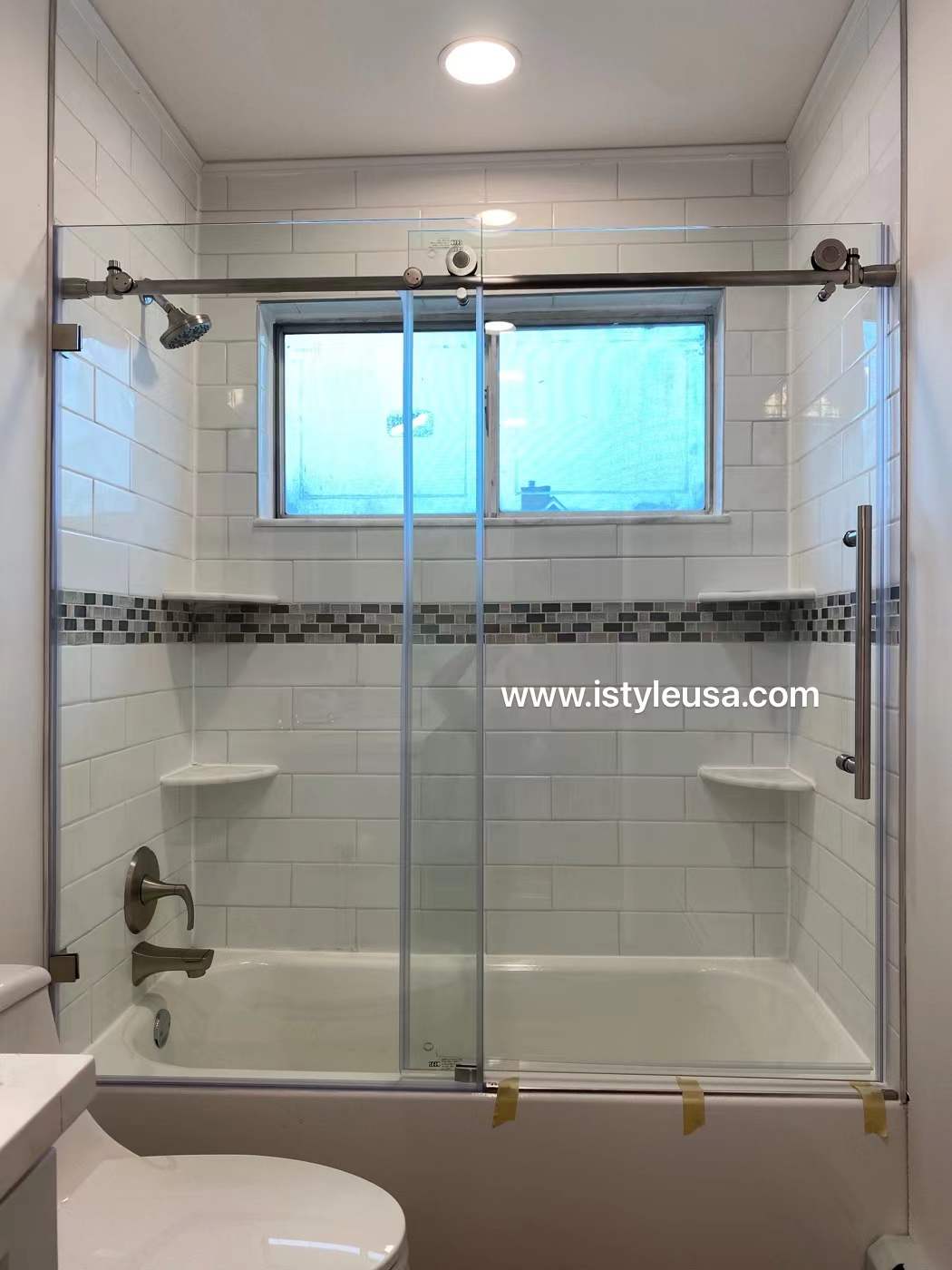 BR01 Joseph Frameless Single Sliding Tub Door with Klearteck Treatment (3/8" Thickness) (Brushed Nickel)  - Shop at Home Craft Studio - 3