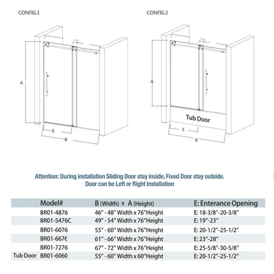 BR01 Joseph Frameless Single Sliding Tub Door with Klearteck Treatment (3/8" Thickness) (Brushed Nickel)  - Shop at Home Craft Studio - 7