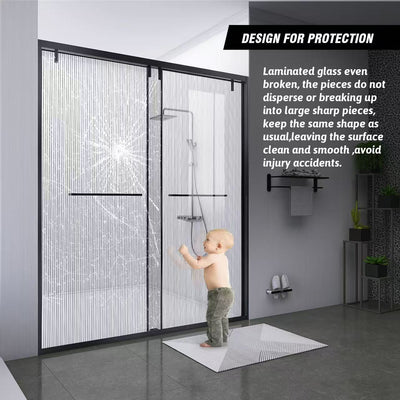 Low Iron & Laminated  60"W x 80" H Frameless Single Sliding (Brushed Gold) shower door - Shop at Home Craft Studio - 8