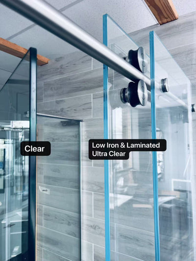 Low Iron & Laminated  60"W x 80" H Frameless Single Sliding (Matte Black) shower door - Shop at Home Craft Studio - 3