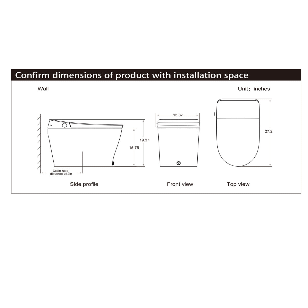 Model-1 Series 7000 US1A Smart Bidet One-Piece Toilet (12" Rough) (Elongated) Toilets - Shop at Home Craft Studio - 6