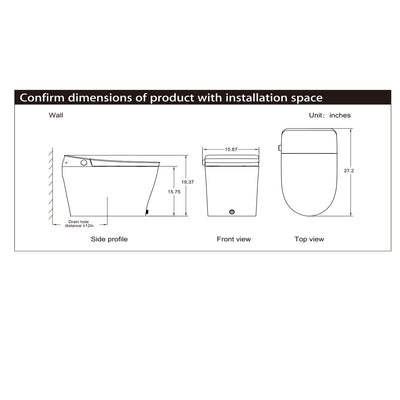 Model-1 Series 7000 US1A Smart Bidet One-Piece Toilet (12" Rough) (Elongated) Toilets - Shop at Home Craft Studio - 6