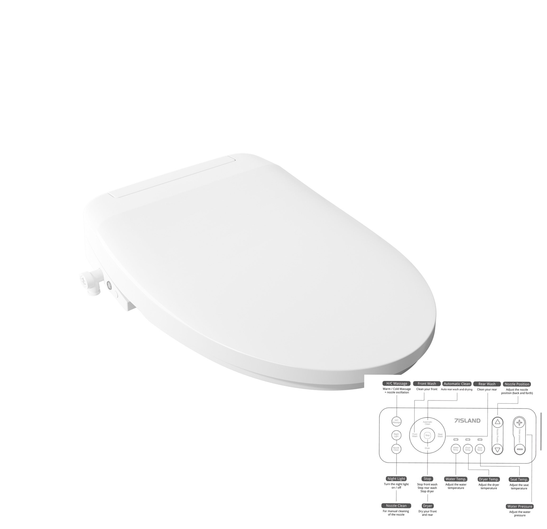 Model 3 SY0101 Smart Bidet Toilet Seat (Elongated) Toilets - Shop at Home Craft Studio - 8
