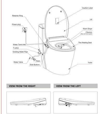 Model 3 SY0101 Smart Bidet Toilet Seat (Elongated) Toilets - Shop at Home Craft Studio - 9