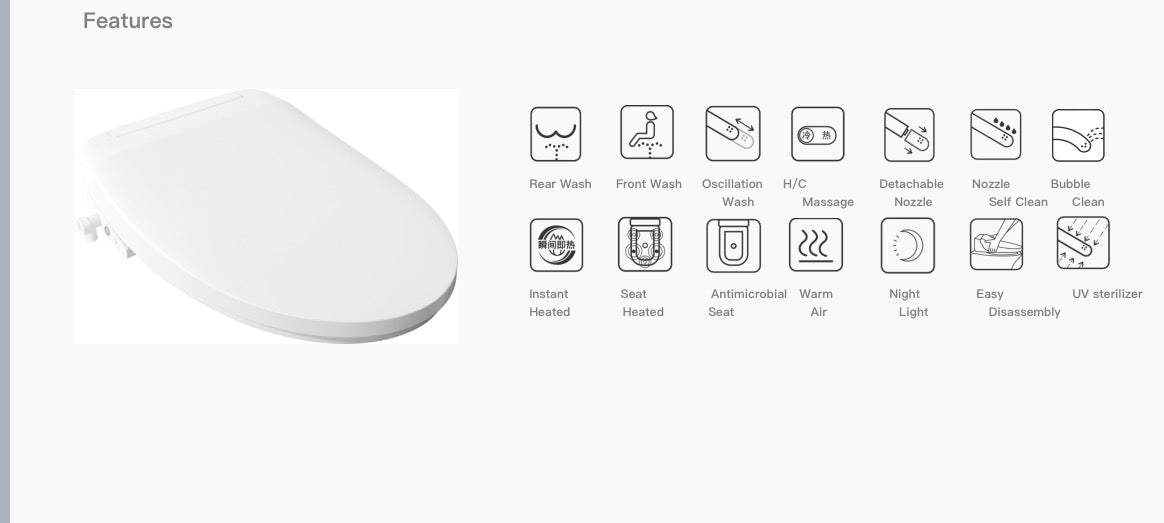 Model 3 SY0101 Smart Bidet Toilet Seat (Elongated) Toilets - Shop at Home Craft Studio - 15