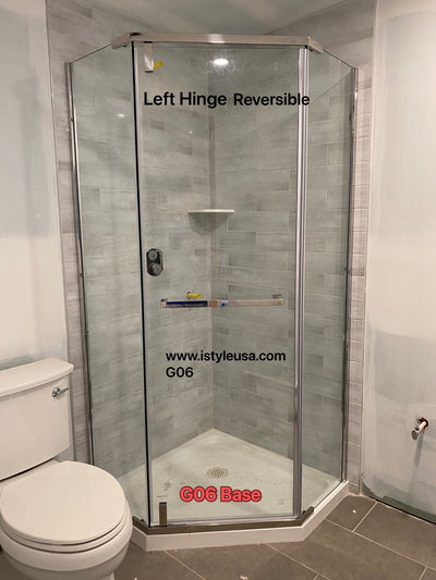 Neo Maggie Angle G06 Hinged Shower Door (3/8") (Chrome/Brushed Nickel)  - Shop at Home Craft Studio - 3