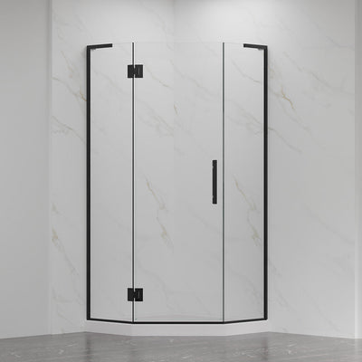 Neo Maggie Angle G06 Hinged Shower Door (3/8") (Matte Black)  - Shop at Home Craft Studio - 1