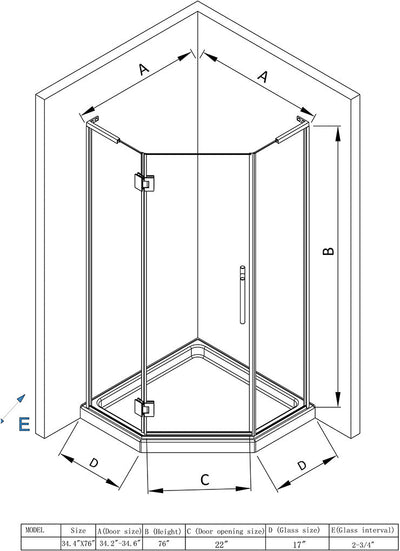 Neo Maggie Angle G06 Hinged Shower Door (3/8") (Matte Black)  - Shop at Home Craft Studio - 3