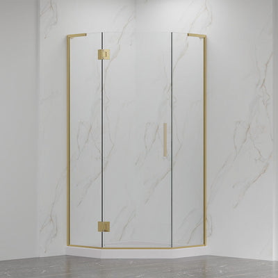 Neo Miko Hinged Shower Door 36"W X 36"W X 76"H (3/8" Thickness) (Brushed Gold)  - Shop at Home Craft Studio - 2
