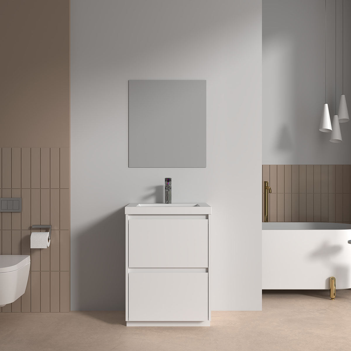 V9002 24" Vanity With Acrylic Sink Combo (Glossy White)  - Shop at Home Craft Studio - 1