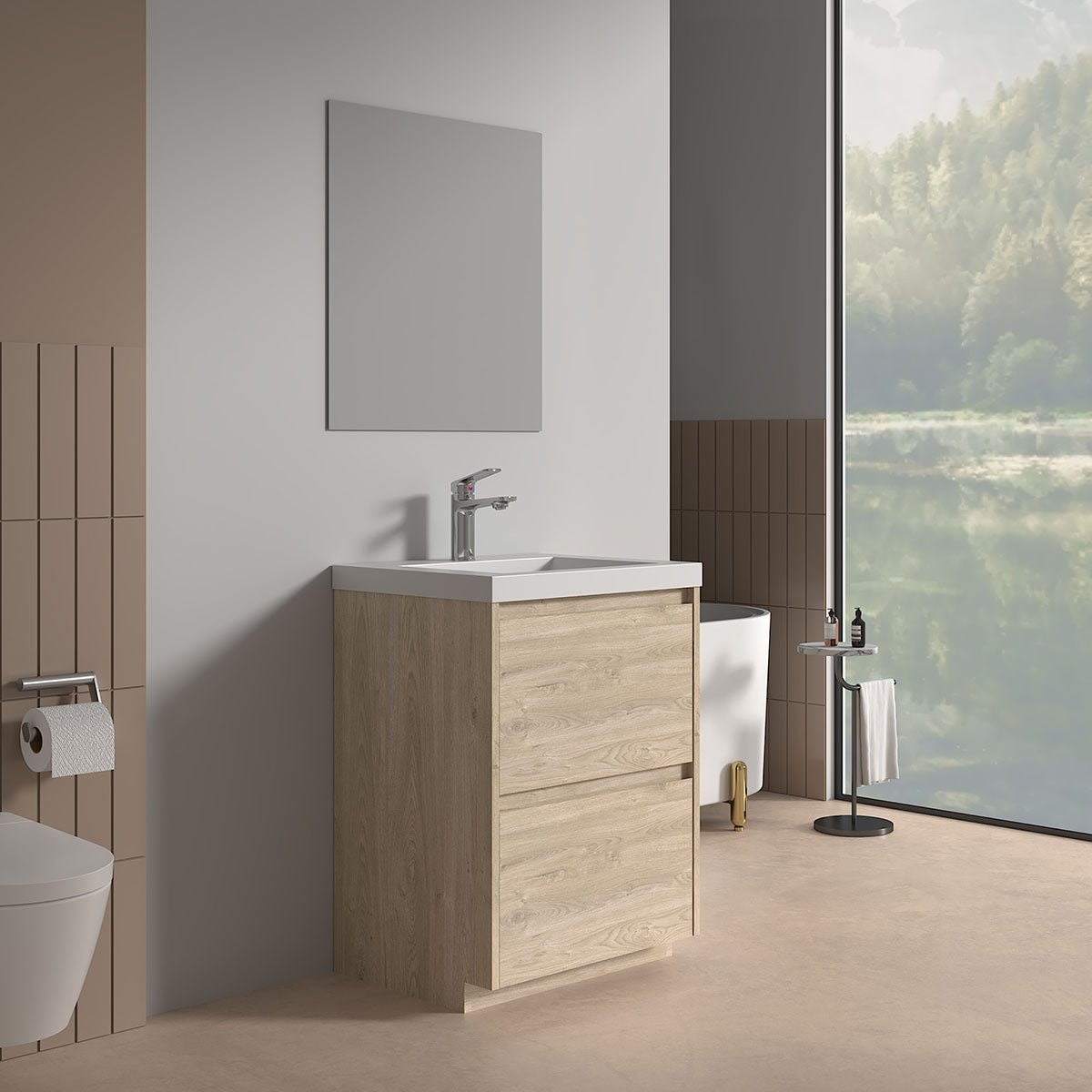 V9002 24" Vanity With Acrylic Sink Combo (Natural Oak)  - Shop at Home Craft Studio - 2