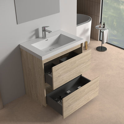 V9002 30" Vanity With Acrylic Sink Combo (Natural Oak)  - Shop at Home Craft Studio - 4